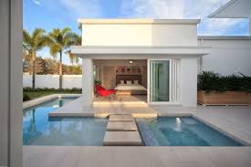 Master Bedroom Opens Onto The Swimming Pool And The Expansive Lanai Spaces That Flank The Pool Philkean Modernh Outdoor Remodel Backyard Pool Pool Bedroom