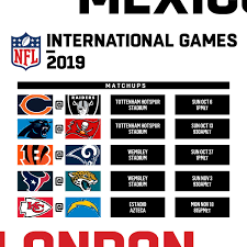 Nombra todas las ciudades que han tenido un juego de la nfl fuera de los estados unidos. Nfl Twitterissa All Five International Games On The 2019 Schedule Nfluk Nflmx