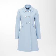 New season karen millen wool blend black tailored belted coat uk size 8 eu 36. Retro Mantel Hellblau Hallhuber Langer Mantel Mantel