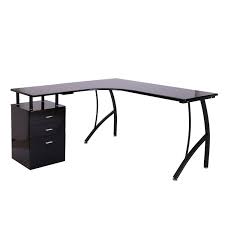 Bureau D Angle Avec 3 Tiroirs Noir