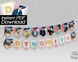 This happy birthday banner print out is completely free to download and use for all your party needs. Bts Inspired Dynamite Party Supplies Alphabet Banner Bts Birthday Party Printables Happy Birthday Party Decor Alphabet Flags Banners Signs Paper Party Supplies Kromasol Com