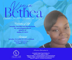 The funeral arrangements for Keasia Bethea are listed below. The Bethea  family is truly grateful for the overwhelming love and support shown  through every call, text, card, and kind gesture during this