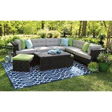 Ae Outdoor Canyon 7 Piece All Weather Wicker Patio Sectional With Sunbrella Fabric Sec101110 The Home Depot Wicker Patio Sectional Outdoor Furniture Plans Patio Sectional