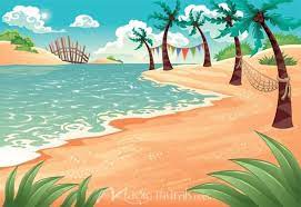 Hammock Near The Sea Beach Illustration Beach Cartoon Beach Background