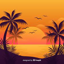 Beach Sunset Landscape Background Free Vector Free Vector Freepik Vector Freebackground Freetree Freesummer F Sunset Art Drawing Sunset Sunset Painting