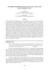 Let us learn about equality and inequality in indian democracy. Pdf Towards Gender Equality In Malaysia Legal And Policy Perspectives