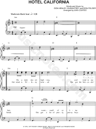 The Eagles Hotel California Sheet Music Easy Piano In A Minor Download Print Sheet Music Download Sheet Music Printable Sheet Music