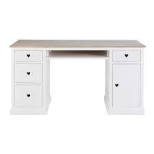 Diverses büromaterial können sie sauber und ordentlich in den zwei offenen fächern sowie in der darüber liegenden schublade verstauen. Schreibtisch Mit 4 Schubladen Und 1 Tur Weiss Mila Maisons Du Monde