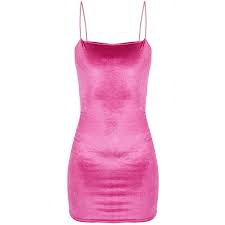Hot Pink Velvet Straight Neck Bodycon Dress 28 Liked On Polyvore Featuring Dresses Pink V Hot Pink Cocktail Dress Short Hot Pink Dress Pink Velvet Dress