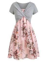 Floral Cami Dress With Plunging T Shirt In 2020 Cami Dress Casual Dresses Plus Size Inexpensive Dresses