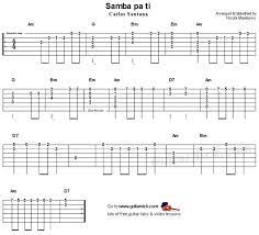 Samba Pa Ti Santana Guitar Tab With Melody And Chords Guitar Tabs Acoustic Guitar Guitar Tutorial