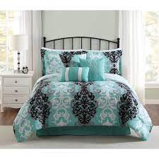 Limited time sale easy return. Studio 17 Downton 7 Piece Comforter Set Black Grey Aqua Overstock 14723323