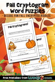 Puzzle page for upper grades. Fall Cryptogram Word Puzzles Woo Jr Kids Activities