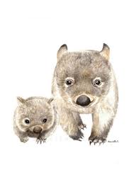 Watercolour Wombat Print Buy 2 Prints Get 1 Free Mother And Baby Animal Print Nursery Prints Nursery Decor Australian Animal Print Australian Animal Nursery Baby Animal Drawings Australian Animals