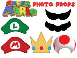 Super Mario Inspired Photo Props Diy Printable Mario Luigi Princess Peach Mu Super Mario Bros Birthday Party Mario Bros Party Super Mario Birthday Party