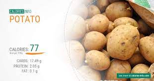 1 big potato (about 115 g) 94: Potato Calories In 100g Oz One Potato Cup And More