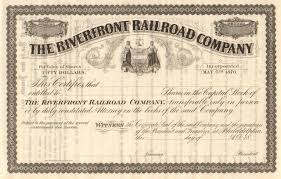 The Riverfront Railroad Company Stock Certificate Circa 1876 Pa Stock Certificates Railroad Companies Riverfront