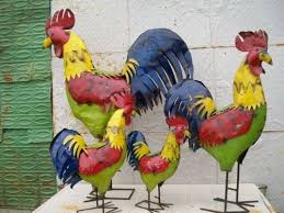 49 Recycled Metal Rooster Colorful Tin Chicken Lawn Decor Yard Ornament Metal Rooster Rooster Decor Rooster