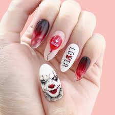 Hi Georgie What A Nice Boat Do You Want It Back Pennywise Nails Halloween It Scary Manicure Halloween Nails Horror Nails Halloween Nail Designs