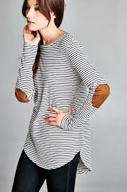 Black And White Striped Long Sleeve Tee Patched Striped Top Striped Long Sleeve Tee Fashion Style