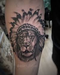 Leo zodiac sign tattoo design ideas for boys and girls. Black And Grey Indian Headdress Lion Tattoo Tarot Tattoo Tattoos Small Symbol Tattoos