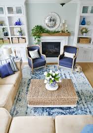 New Blue And White Living Room Updates Sand And Sisal Blue And White Living Room White Family Rooms Blue Living Room