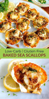 Melt some butter and pour it into the base of a small baking dish. An Easy Baked Sea Scallops Recipe With A Crispy Low Carb And Gluten Free Topping Makes A Fantastic Keto Frie Scallop Recipes Seafood Recipes Appetizer Recipes