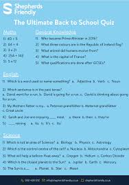 No matter how simple the math problem is, just seeing numbers and equations could send many people running for the hills. The Ultimate Back To School Quiz Shepherds Friendly