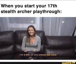 When You Start Your 17th Stealth Archer Playthrough Skyrim Memes Skyrim Funny Memes
