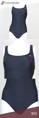 Nike One Piece Swimsuit Black Size 8 Open Back Built In Bra