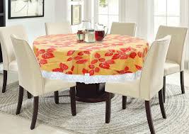 Its spacious tabletop will host all your friends and loved ones, with room in the middle for holiday meals, birthday cakes, and everything in between. Kuber Industries Leaf Print Round Table Cover 72 Inch Waterproof Pvc Resistant Spillproof Pvc Fabric Table Cover For Dining Room Kitchen Party Gold