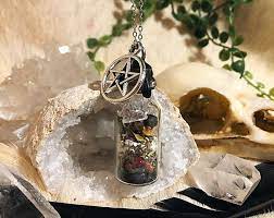 Spell Jar Witch Black Salt Spell Protection Jar Necklace Etsy Love Spells Jar Black Salt Recipe