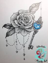 Rose And Key Design Rose Blackandgrey Design Tattoo Tattoodesign In 2020 Key Tattoo Designs Key Tattoo Jewel Tattoo
