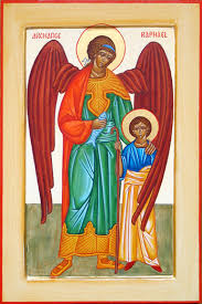 Il libro ci presenta, improvvisamente, un'altra storia parallela, quella della giovane moglie sara, figlia di raguel e edna, abitante arrivati a ecbatana, azaria/raffaele propone a tobia di sposare la giovane sara, cosa che tobia fa, riuscendo a vincere asmodeo con l'aiuto di un. Icona Del Arcangelo Raffaele E Tobia