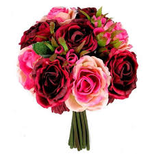 At her cozy fall wedding, bride sonny carried a bouquet of creamy dahlias, anemones. Rose Silk Flower Bouquet Burgundy Walmart Com In 2021 Silk Flower Bouquets Silk Flower Wedding Bouquet Silk Flowers