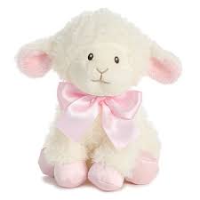 Blessing The Baby Safe Plush Lamb With Pink Bow By Aurora Baby Lamb Toy Baby Girl Toys Lamb Baby Shower Theme
