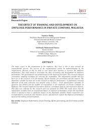 Is a group of az companies. Pdf The Effect Of Training And Development On Employee Performance In Private Company Malaysia