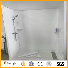 Because most shower surrounds and tubs allow for custom placement of the faucet, they need to be drilled on site. China Customize White Cultured Marble Shower Tub Surrounds For Hotel Apartment China Cultured Marble Cultured Marble Shower Surround