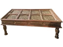 Chai Table Antique Indian Door Coffee Table Ornate Brass Etsy In 2020 Door Coffee Tables Coffee Table Indian Doors