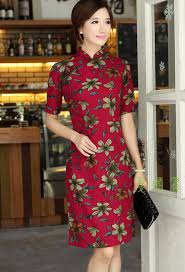 Retro Linen Chinese Dress Red Color With By Rockrollrefresh Com Asian Fashion Traditional Chinese Dress Chinese Dress