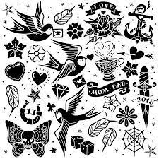 Black and white tribal dragon tattoo design idea. Black And White Old School Tattoo Set On A White Background Vector Illustration Traditional Tattoo Sleeve Old School Tattoo Designs Traditional Black Tattoo