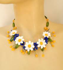 Daisy Flower Jewelry Daisy Jewelry Statement Necklace White Etsy Flower Jewellery Daisy Jewelry Statement Jewelry Necklace