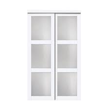Mirrored closet doors not only maximize mirror area, they can make a small room look bigger. Truporte 72 Modern European Off White Sliding Closet Door 3 Frosted Glass Lite The Home Depot Canada