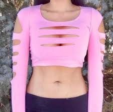 Go on to discover millions of awesome videos and pictures in thousands of other categories. Slashed Long Sleeve Pink Crop Top Crop Tops For Women Etsy