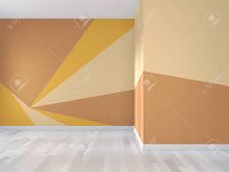 Uniquely, it can also be realized through painting without any application of the wooden tiles. Ideas Of Yellow And Orange Room Geometric Wall Art Paint Design Stock Photo Picture And Royalty Free Image Image 130665008