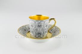 Tasse A Moka En Porcelaine De Limoges De La Maison Bernardaud Ornee De Palmettes Et D Entrelacs En Grisaille Photo 1