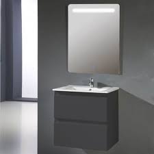Découvrez un large choix de meubles vasque de tous styles pour votre salle de bain ou vos wc. Meuble Bain 60 Cm Gris Anthracite Vasque Et Miroir Rue Du Bain