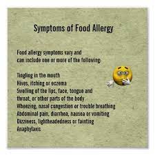 Symptoms Of Food Allergy Poster Zazzle Com In 2021 Food Allergy Quotes Food Allergy Symptoms Allergies Quote