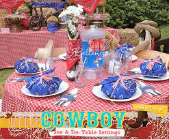 3 pieces western party tablecloth red paisley table cover red bandana plastic table cloth rectangle floral tablecloth for western cowboy themed party decorations, 108 x 54 inches $11.99 $ 11. Diy Cowboy Party Table Centerpiece And Table Settings