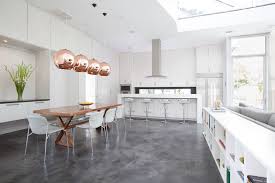 Stained Concrete Floors For A Modern Basement With A Polished Concrete And Stained Concrete Basement Floor By Dancer Concrete Design Modern Kitchen Open Plan Concrete Kitchen Floor Kitchen Cabinet Color Options